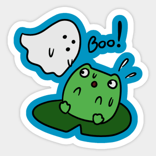 Frog and Ghost Boo Sticker